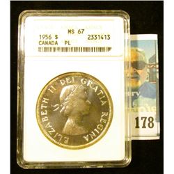 1956 Canada Silver Dollar ANACS slabbed "MS67PL", very scarce in this grade.