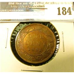 1881H Canada Large Cent. Red-brown toned Unc.