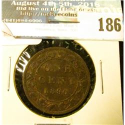 1890H Canada Large Cent. Mostly brown AU.