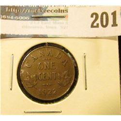 1922 Canada Maple Leaf Cent. Key date. VF.