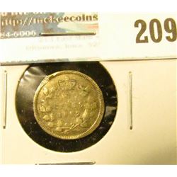 1892 Canada Five Cent Silver. Fine details, slight cud error.