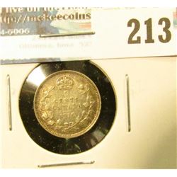 1916 Canada Five Cent Silver. EF+.