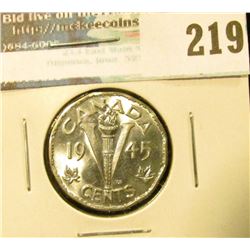 1945 Canada Steel Nickel. Gem BU.