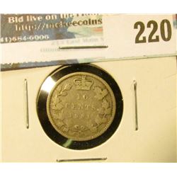 1881H Canada Silver Dime. Good.