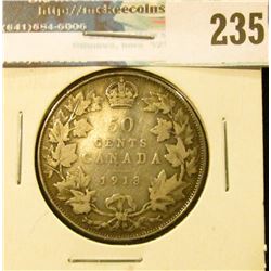 1913 Canada Silver Half-Dollar. VG.