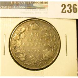 1914 Canada Silver Half-Dollar. VG.