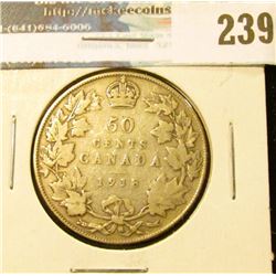 1918 Canada Silver Half-Dollar. VG.