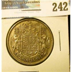 1947 Straight 7 Canada Silver Half-Dollar. VF.