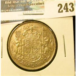 1947 Curved 7 Canada Silver Half-Dollar. Curved 7.