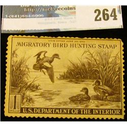 RW9 1942 Federal Migratory Bird Hunting and Conservation Stamp, not signed, no gum.