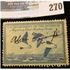 Image 1 : RW15 1948 Federal Migratory Bird Hunting and Conservation Stamp, signed, no gum.