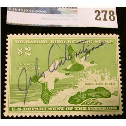 RW24 1957 Federal Migratory Bird Hunting and Conservation Stamp, signed, no gum.