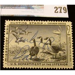 RW25 1958 Federal Migratory Bird Hunting and Conservation Stamp, signed, no gum.