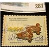 Image 1 : RW27 1960 Federal Migratory Bird Hunting and Conservation Stamp, signed, no gum.