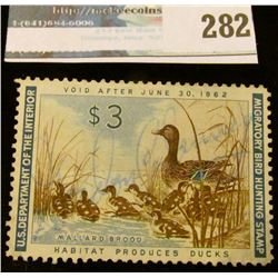 RW28 1961 Federal Migratory Bird Hunting and Conservation Stamp, not signed, no gum.