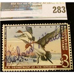 RW29 1962 Federal Migratory Bird Hunting and Conservation Stamp, signed, no gum.