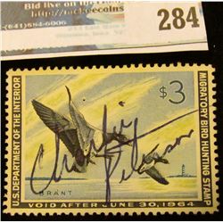 RW30 1963 Federal Migratory Bird Hunting and Conservation Stamp, signed, no gum.