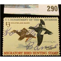 RW36 1969 Federal Migratory Bird Hunting and Conservation Stamp, signed, no gum.