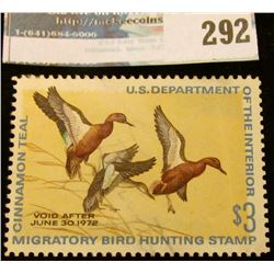 RW38 1971 Federal Migratory Bird Hunting and Conservation Stamp, not signed, hinged.