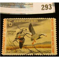RW39 1972 Federal Migratory Bird Hunting and Conservation Stamp, signed, partial gum.