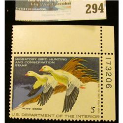 RW44 1977 Federal Migratory Bird Hunting and Conservation Stamp, plate number single, not signed, NH