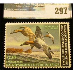 RW49 1982 Federal Migratory Bird Hunting and Conservation Stamp, not signed, NH, OG, VF.