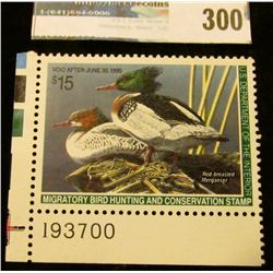 RW61 1994 Federal Migratory Bird Hunting and Conservation Stamp, plate number single, not signed, NH