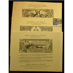 A Trio of Bureau of Engraving and Printing, Washington, D.C. Souvenir Cards printed from a original 