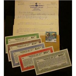 A pair of memographed form letters, which were sent many years ago to issuers of Depression Scrip so