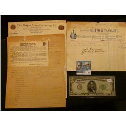 (3) 1912 Invoices: "Pittsburgh and Lake Erie Railroad Company", "The Milton Manufacturing Co. Manufa