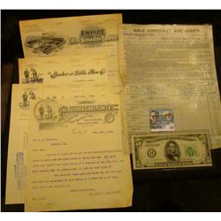 (3) 1896-1902 invoices from "The Bucher & Gibbs Plow Co. Canton, Ohio"; 1905 Invoice "Empire Cream S