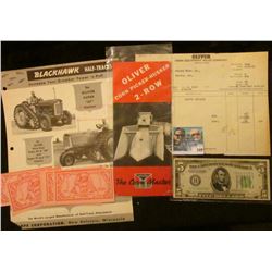 Three-pieces of Oliver Plow/Corn Picker-Husker 2-Row advertising and memorabilia including on the "B