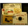 Image 1 : (5) different Mint condition colorful Cigar Box labels and a 1979 Stock Certificate for 100 Shares o