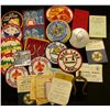Image 1 : Scout Handkerchief slide with Heraldic Eagle; brass lyre device; (14) early Boy Scout Cloth Patches;