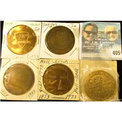 1858-1983 Wheatland, Iowa Quasquicentennial Medal, 39mm, brass, BU; 1882-1982 Oakland, Iowa Centenni