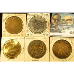 Farragut Centennial 1870-1970 Iowa, brass, silver medal, 39mm, BU; 1881-1981 New Market, Iowa Brass 