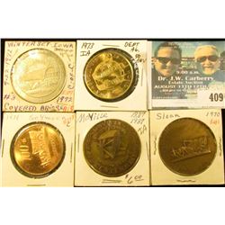 1871-1972 Bridge Festival, Winterset, Iowa # 3, White metal, 39mm, BU; 1870-1970 Sloan, Iowa Centenn