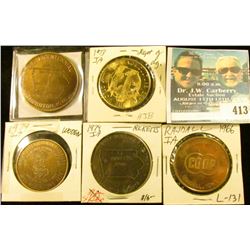 1916-1966 50 Years of Progress Farmer's Co-op Grain Co. Randall, Iowa, brass, BU; 1899-1974 Ricketts