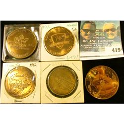 1972 Rhythm'n Roses Tournament State Center, Iowa Brass Medal, 39mm, BU; 1874-1974 Watkins, Iowa Cen