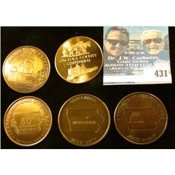 1877-1977 Grundy Center (Iowa) Centennial Medal, brass, BU, 39mm; 1872-1972 Osceola County (Iowa) Ce