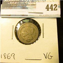1869 U.S. Three Cent Nickel, VG.