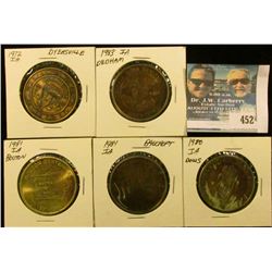 (5) Different Iowa Centennial Medals, includes: Dedham. Dyersville, Dows, Bancroft, & Bouton, Iowa.