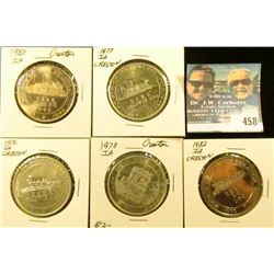 1976, 77, 78, 82 & 1983 Creston, Iowa Rail Road Medals, 39mm, BU. All are white metal.