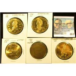 1980 State Center, Ia. "A Bed of Roses" brass medal, 39mm, BU; 1850-1975 Calmar, Iowa brass medal, 3