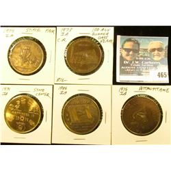 "Cedar Rapids Plant 1873-1973 100th Anniversary", "Quaker", brass, 39mm; "Iowa State Fair", "The Dis