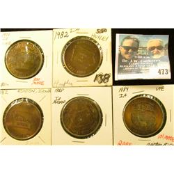 (5) Different Iowa Centennial Medals, includes: Cowrie, Huxley, Ashton, Madrid, & Ute, Iowa.