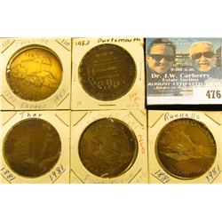(5) Different Iowa Centennial Medals, includes: Runnels, Rockwell City 1st Issue, #250, Thor, Portsm