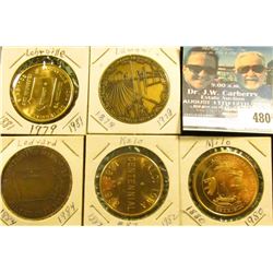 (5) Different Iowa Centennial Medals, includes: Ledyard, Milo, Lamoni, Lohrville, & Kalo, Iowa.