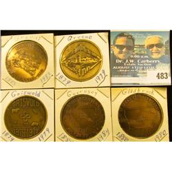 (5) Different Iowa Centennial Medals, includes: Gladbrook, Gravity, Greene, Griswold, & Guernsey, Io