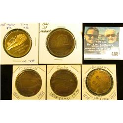(5) Different Iowa Centennial Medals, includes: Donnan 1st Issue No.39, Colo No.245, Clearfield, Wes
